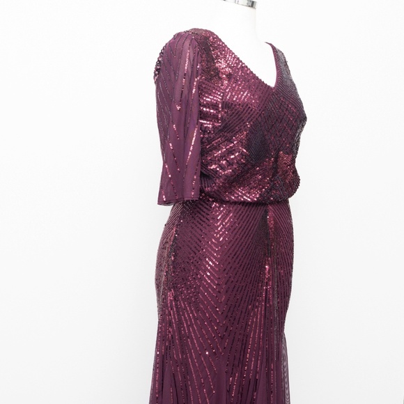 R&M Richards -  Sequin Art Deco Evening Gown - Picture 9 of 13